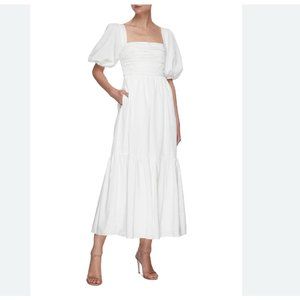 Self-Portrait White Taffeta Puff Sleeve Dress White - Size US 4